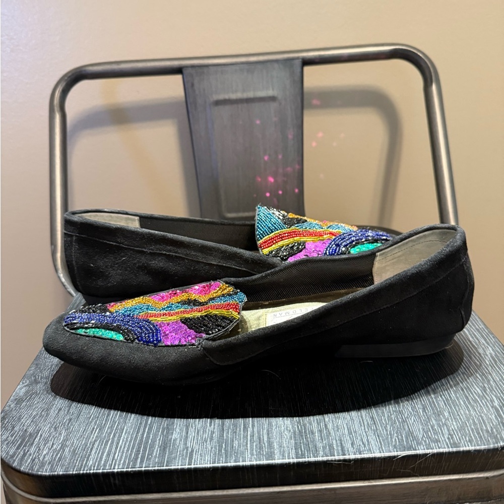 Beverly Feldman Vintage Frankie and Baby Suede Multicolor Beaded Loafers - Picture 9 of 15